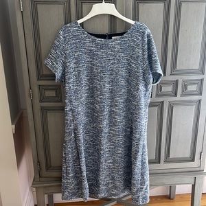 Loft used good condition size 16 short sleeve tweed dress triangle back cutout
